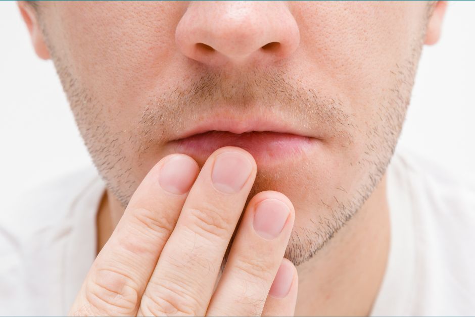 Man holding lips