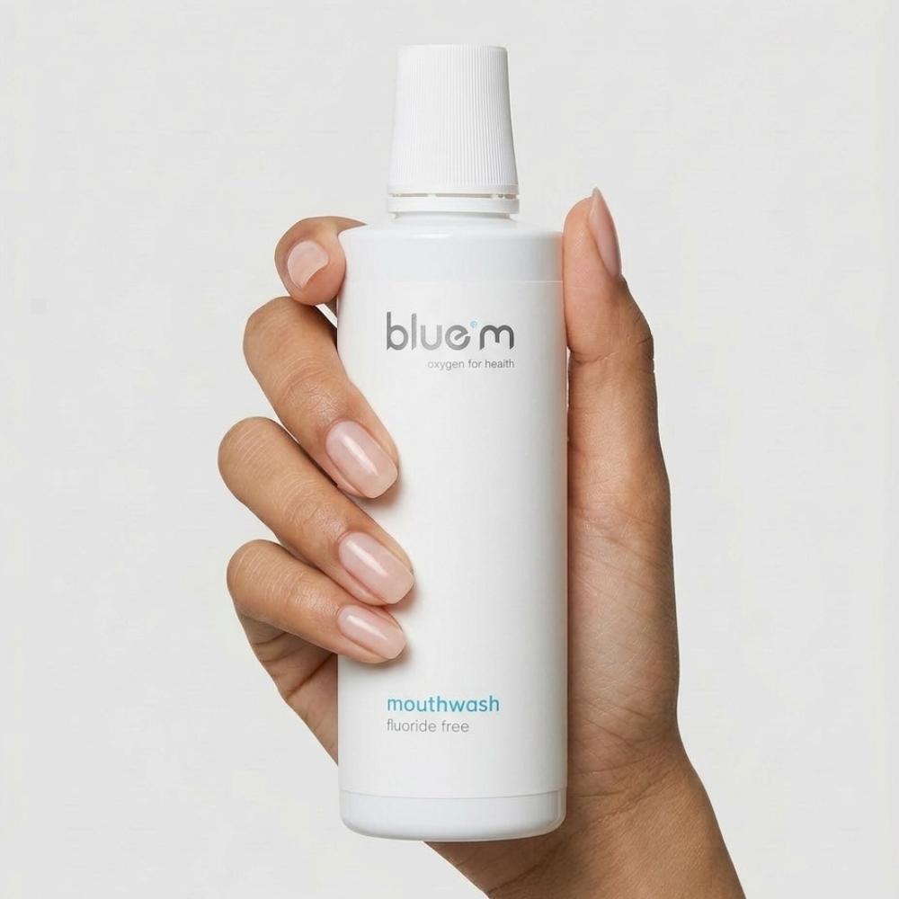 bluem Mouthwash in hand