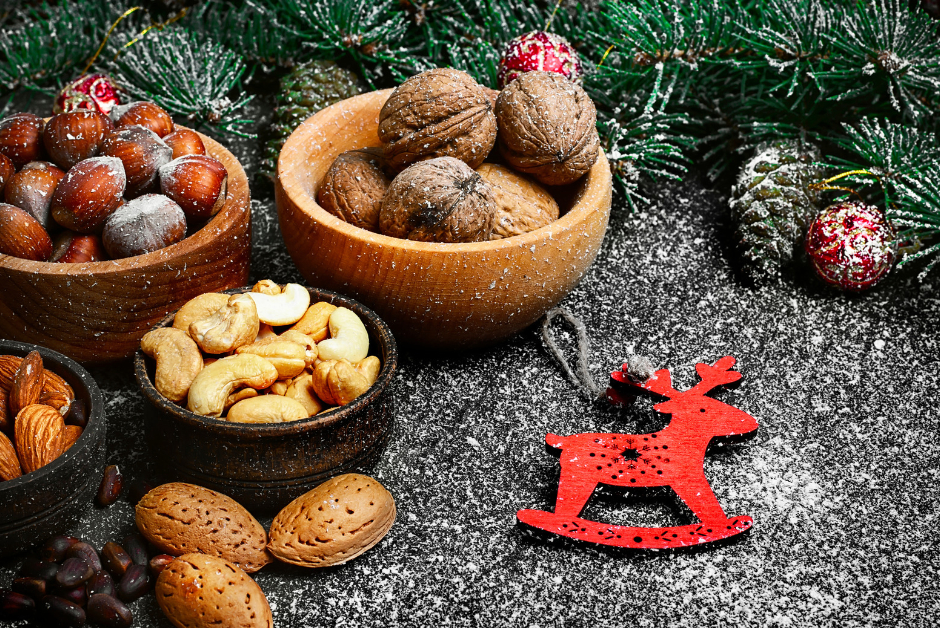 A selection of nuts eaten at christmas