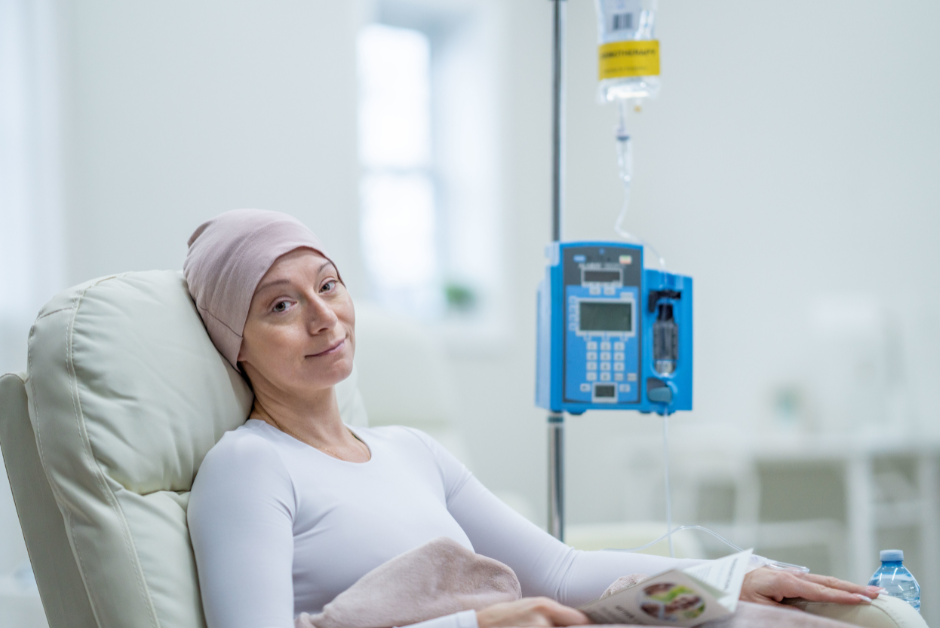 Lady undergoing chemotherapy